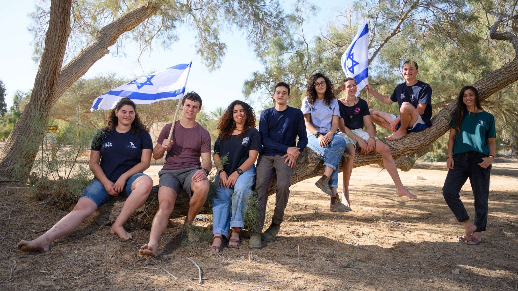 Students walking together down a stone path in Jerusalem