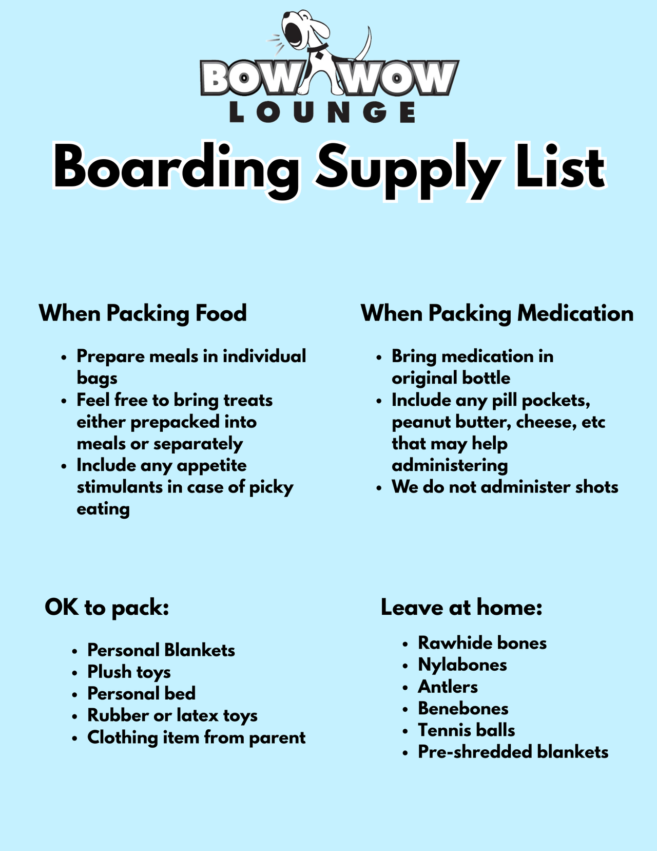Boarding Supply List