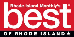 award logo reading "Rhode Island Monthly's best OF RHODE ISLAND" in bold white text, featuring a small white star at the end