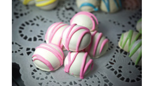 Pink and white dog treats