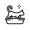 An icon of a cat in a litterbox